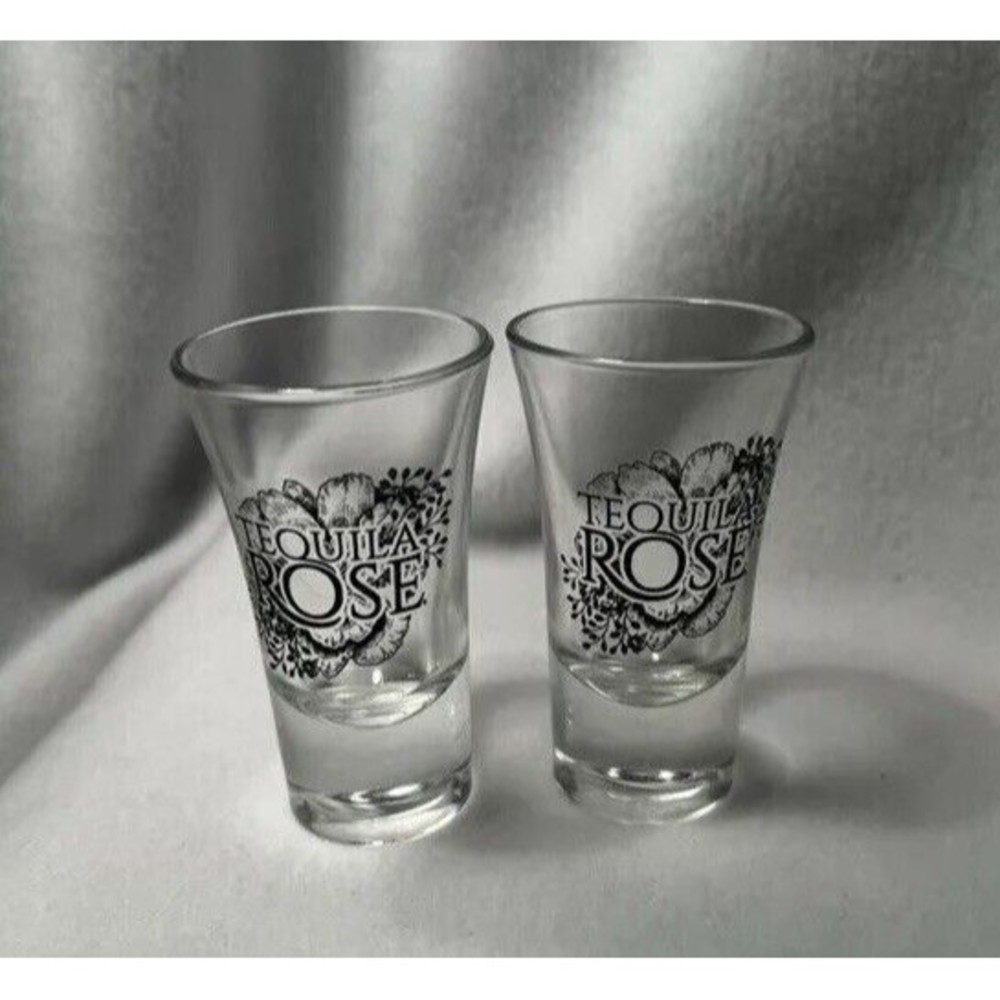 Tequila Rose 3.5" Clear Glass Heavy Shot Glasses Set of 2